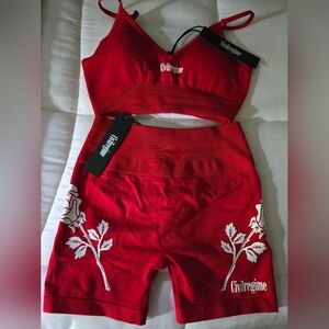 Civil Regime  Kelly Seamless Shorts and Bra set in deep red NWT